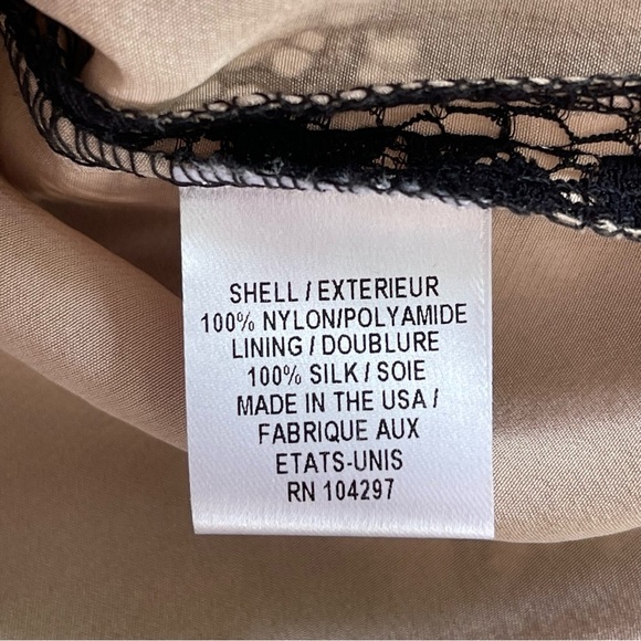 Milly Celia 3/4 Sleeve short Dress SZ 4 Black Lace Blush silk Lining Scallop Hem - Picture 10 of 11